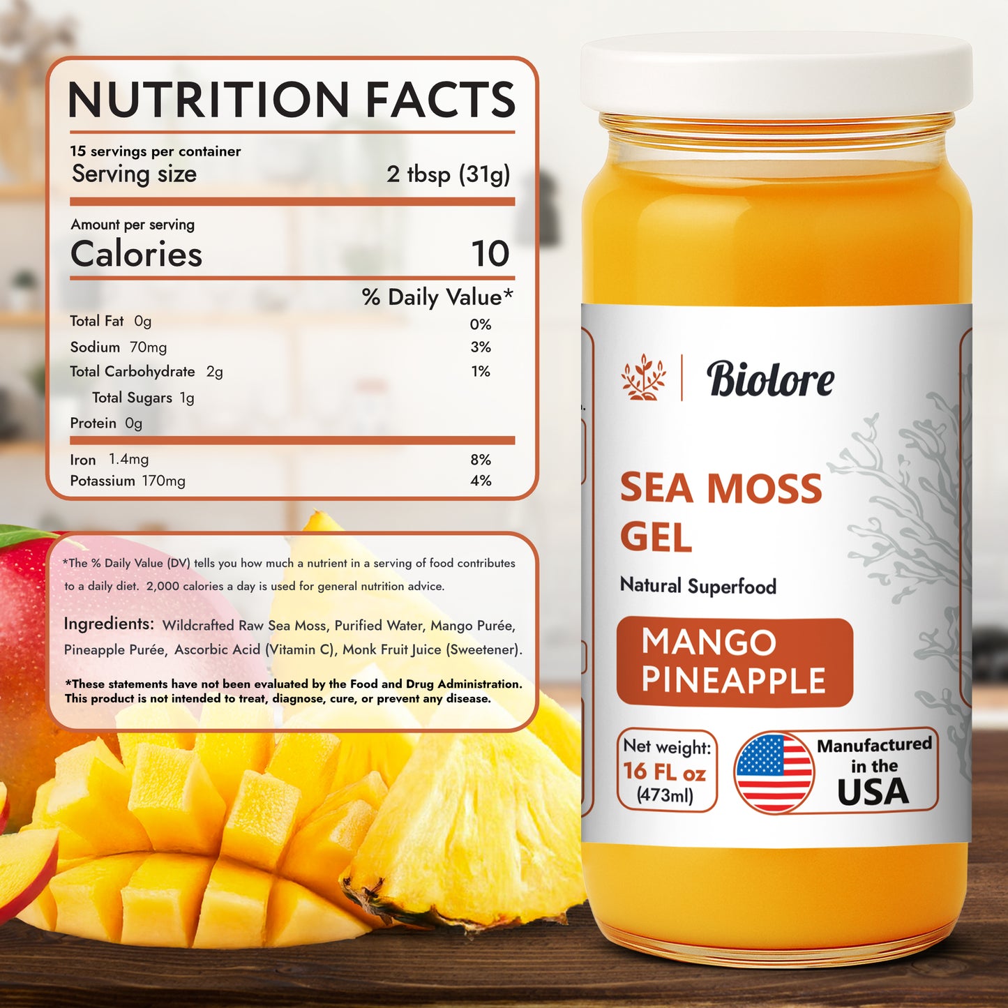 Mango-Pineapple Sea Moss Gel - 16 Oz