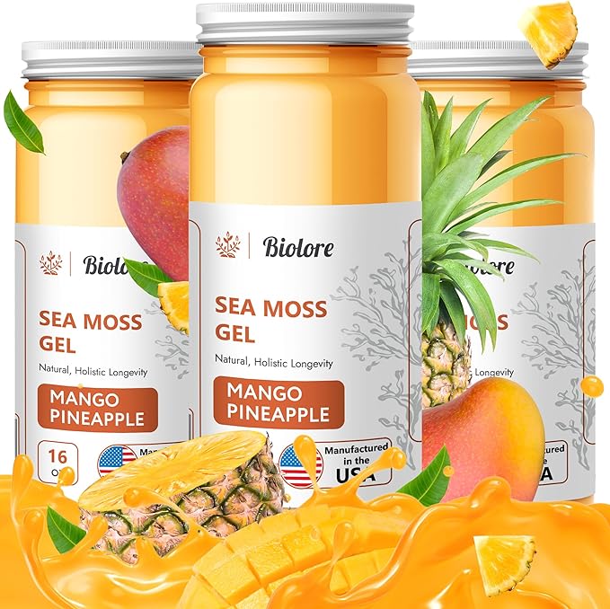 Mango-Pineapple Sea Moss Gel, Essential Vitamins Trace Minerals Superfood, Jam, Jelly & Sweet Spread Gifts 16OZ