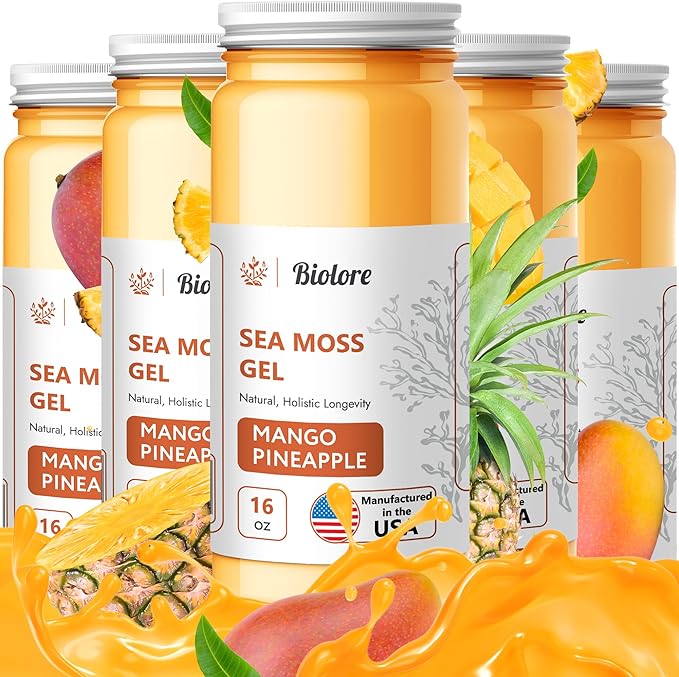 Mango-Pineapple Sea Moss Gel, Essential Vitamins Trace Minerals Superfood, Jam, Jelly & Sweet Spread Gifts 16OZ