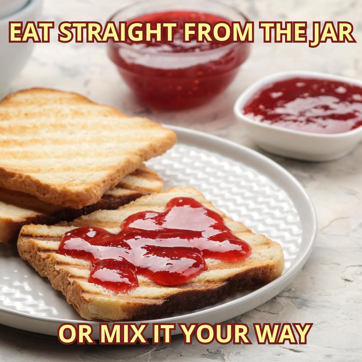 Toast with cherry sea moss gel spread showing ways to enjoy the product.