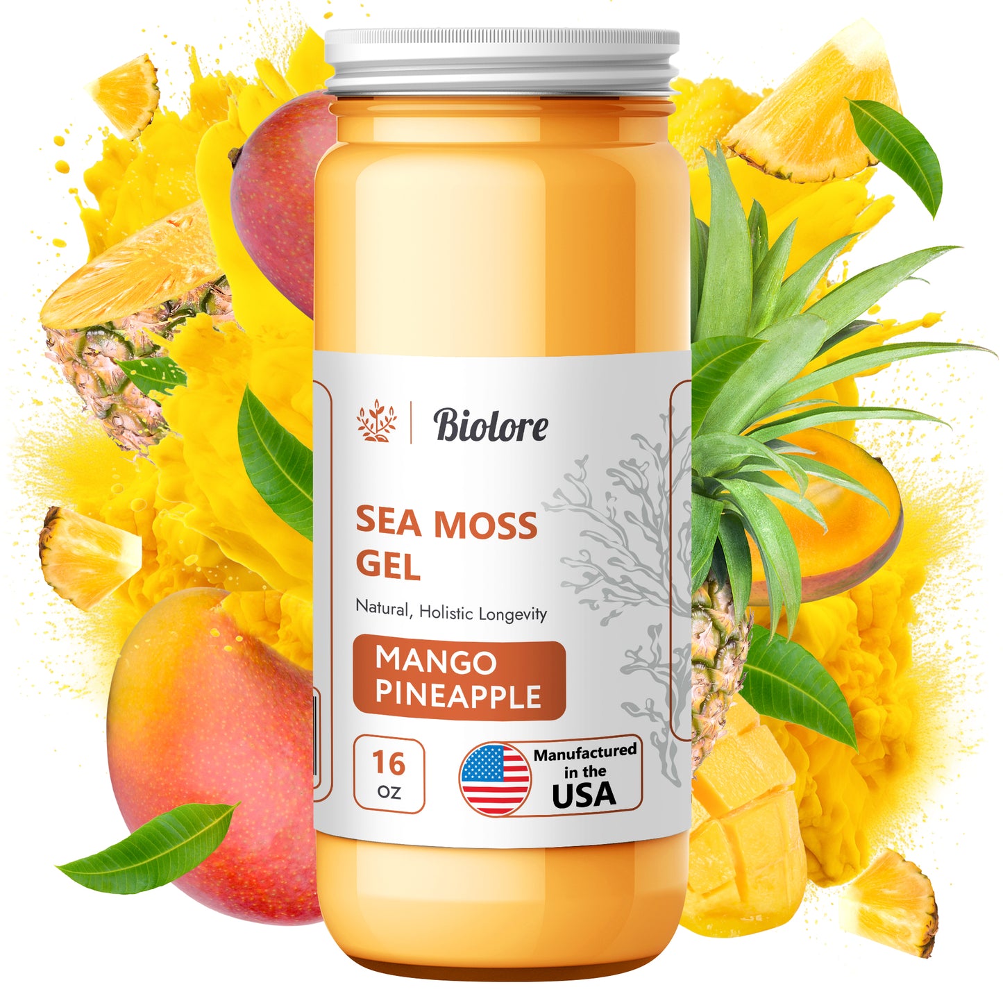 Mango-Pineapple Sea Moss Gel, Essential Vitamins Trace Minerals Superfood, Jam, Jelly & Sweet Spread Gifts 16OZ