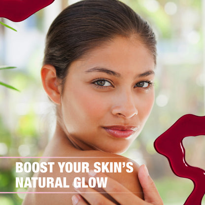 Close-up of a woman with clear glowing skin promoting natural radiance and skin benefits from sea moss gel.